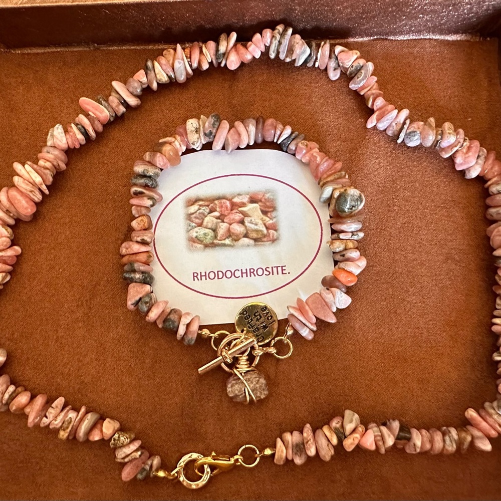 Handmade  Rhodochrosite Necklace and Bracelet Set